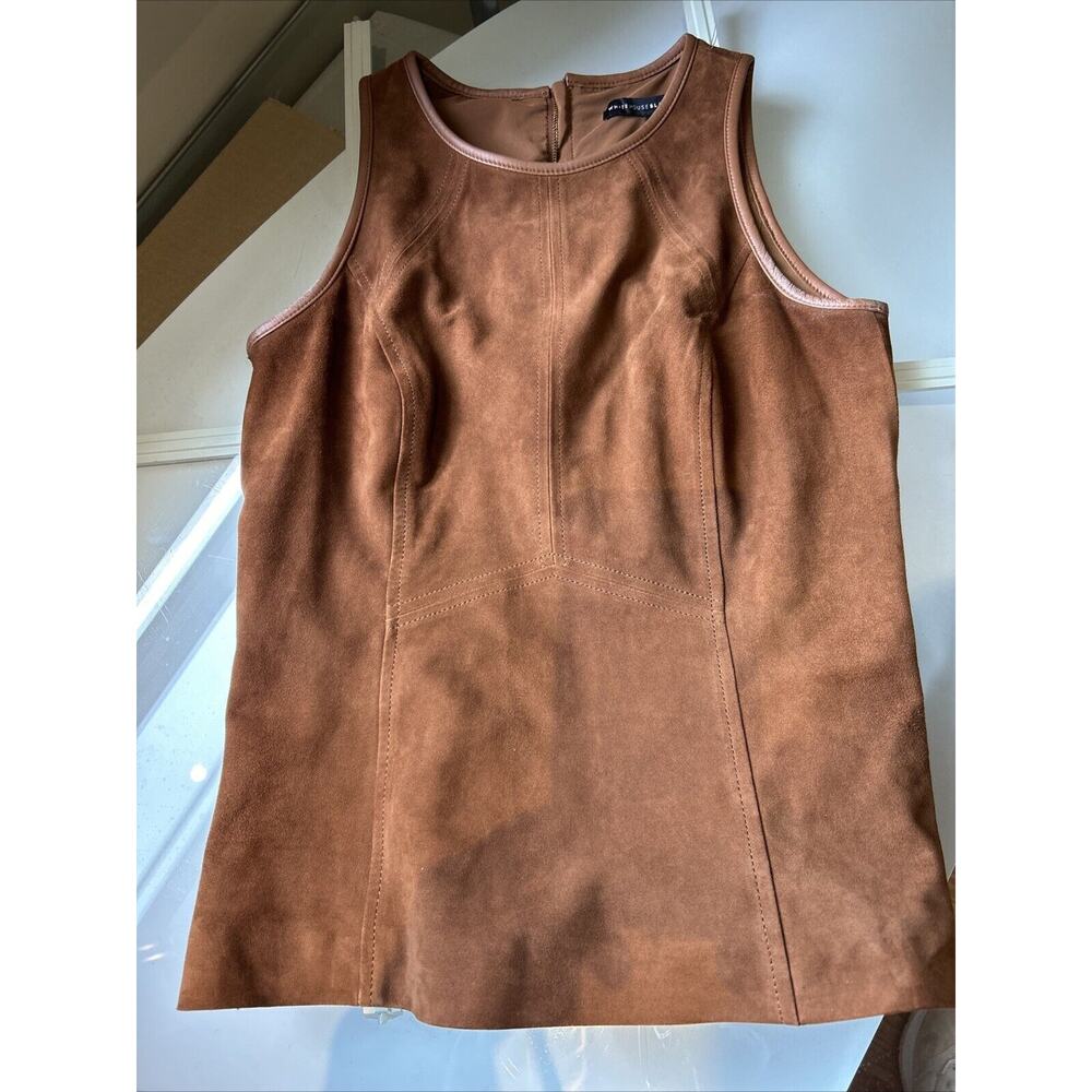 WHITE HOUSE BLACK MARKET Brown Sleeveless 100% Genuine Leather Top Blouse 2